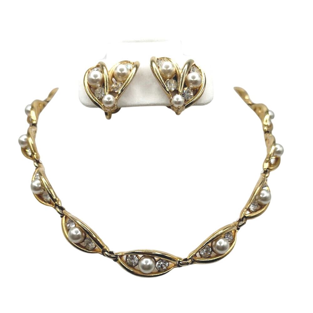 Bogoff Faux Pearls Necklace And Screw Back Earrings Set